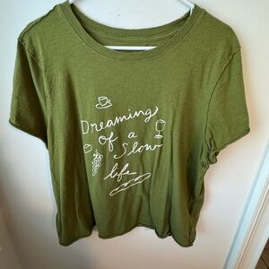 Anthropologie Green Graphic Tee - Dreaming of a Slow Life